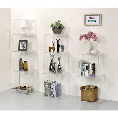 Clear Lucite Acrylic Tall 3-Tier Open Tower Bookshelf