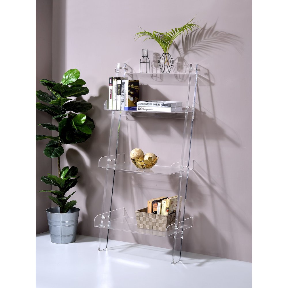 Clear Lucite Acrylic 4-Tier Tall Bookshelf Display