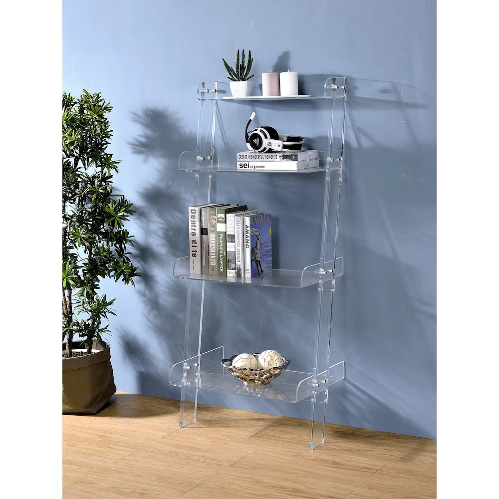 Clear Lucite Acrylic 4-Tier Tall Bookshelf Display
