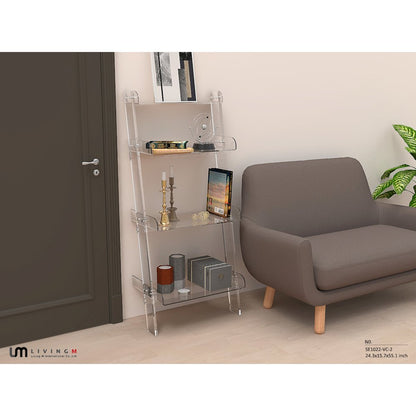 Clear Lucite Acrylic 4-Tier Tall Bookshelf Display