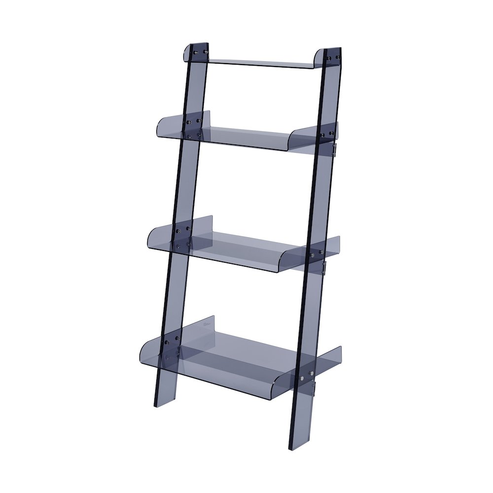 Black Smoked Lucite Acrylic 4-Tier Tall Modern Bookshelf