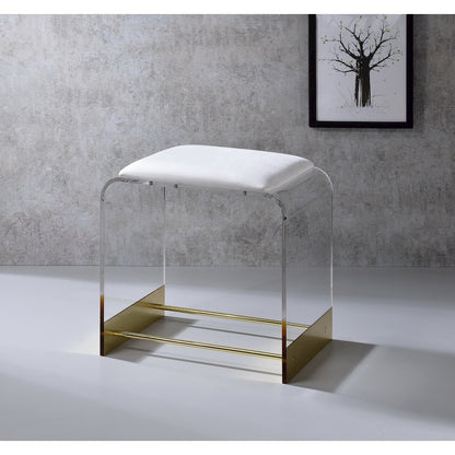 Gold Lucite Acrylic Vanity Stool Compact Glam Seat