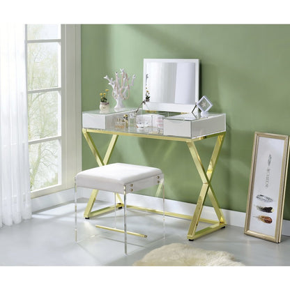 White Lucite Acrylic Compact Glam Vanity Stool Seat