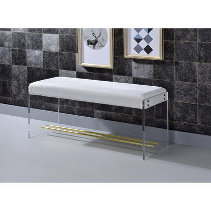 Gold Lucite Acrylic Vanity Stool Bench Cushioned Seat