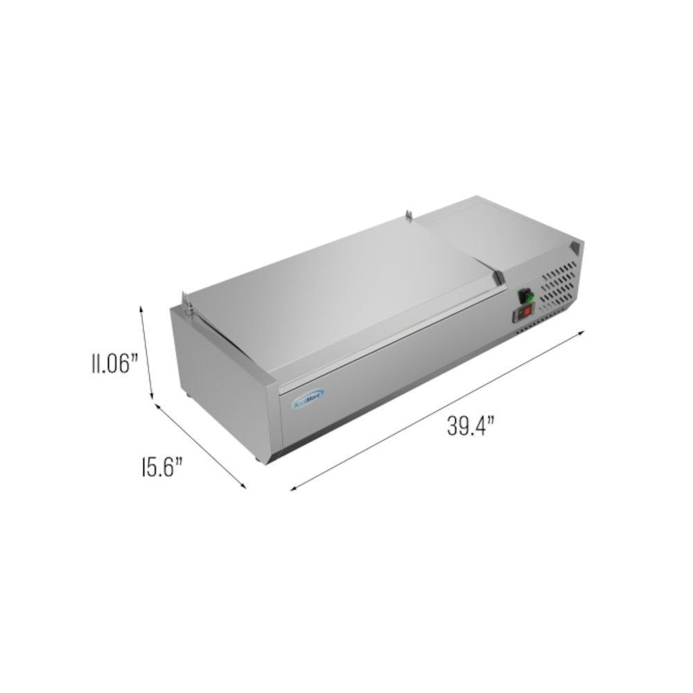 40 in. Three Pan Refrigerated Countertop Condiment Prep Station -