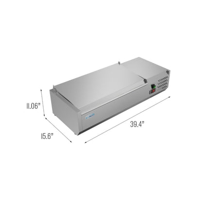 40 in. Three Pan Refrigerated Countertop Condiment Prep Station -