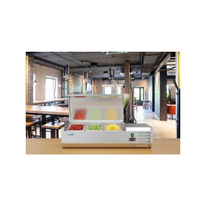 40 in. Three Pan Refrigerated Countertop Condiment Prep Station -