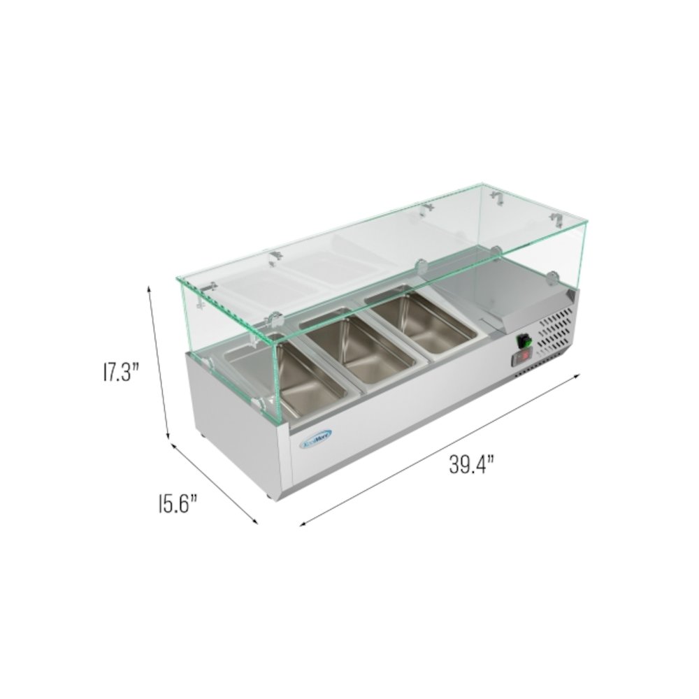 40 in. Three Pan Refrigerated Countertop Condiment Prep Station -