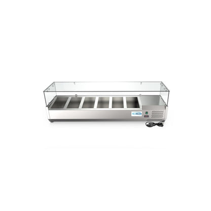 59 in. Six Pan Refrigerated Countertop Condiment Prep Station -