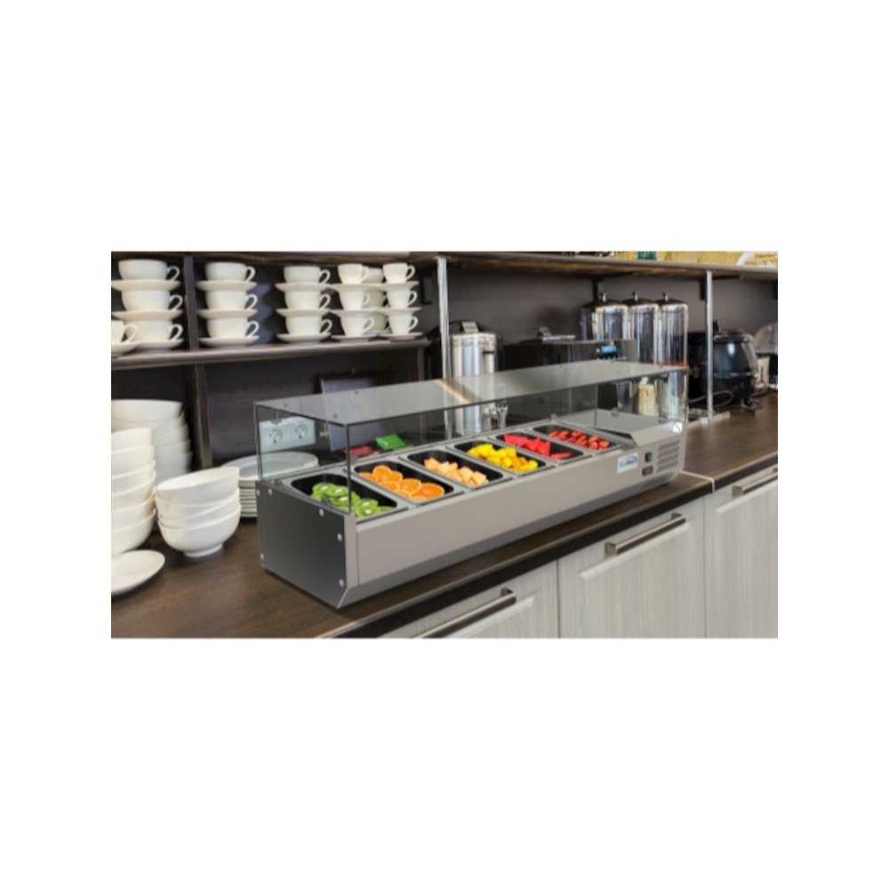 59 in. Six Pan Refrigerated Countertop Condiment Prep Station -