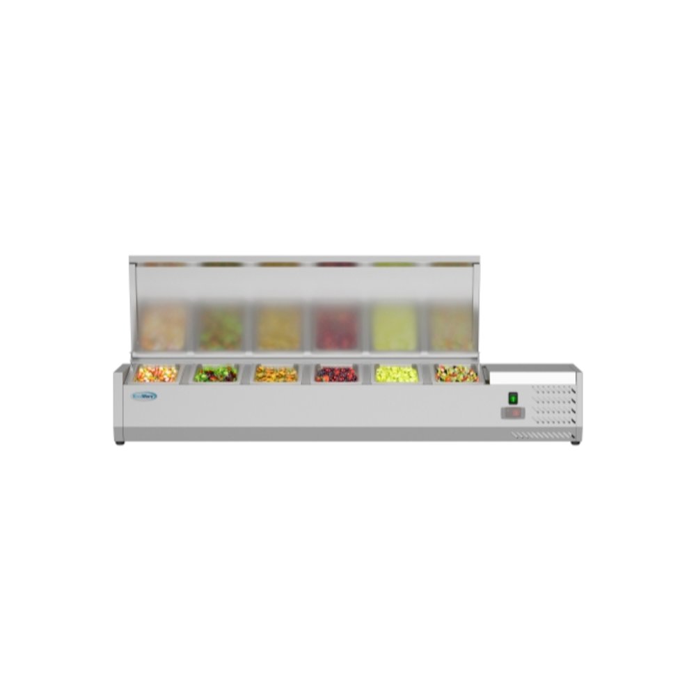 59 in. Six Pan Refrigerated Countertop Condiment Prep Station -