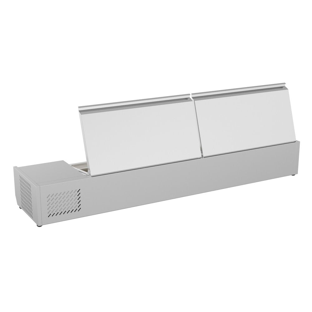 71 in. Eight Pan Refrigerated Countertop Condiment Prep Station -