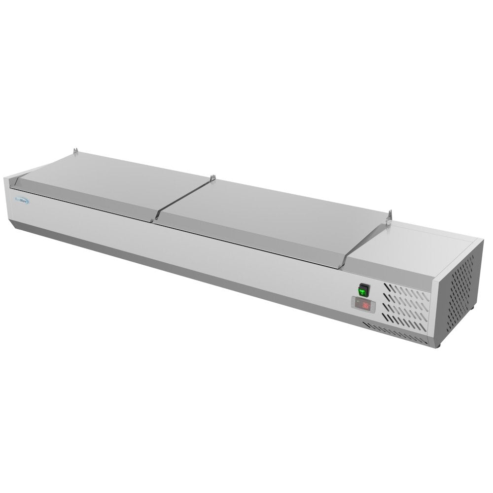 71 in. Eight Pan Refrigerated Countertop Condiment Prep Station -
