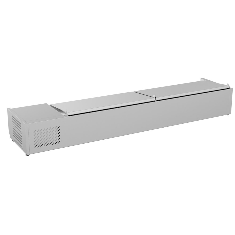 71 in. Eight Pan Refrigerated Countertop Condiment Prep Station -