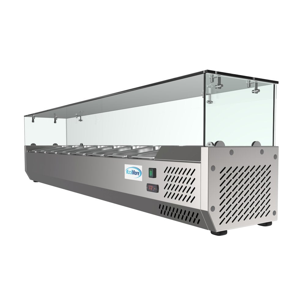 71 in. Eight Pan Refrigerated Countertop Condiment Prep Station -