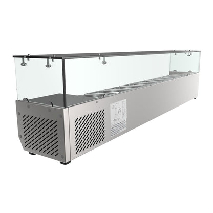 71 in. Eight Pan Refrigerated Countertop Condiment Prep Station -