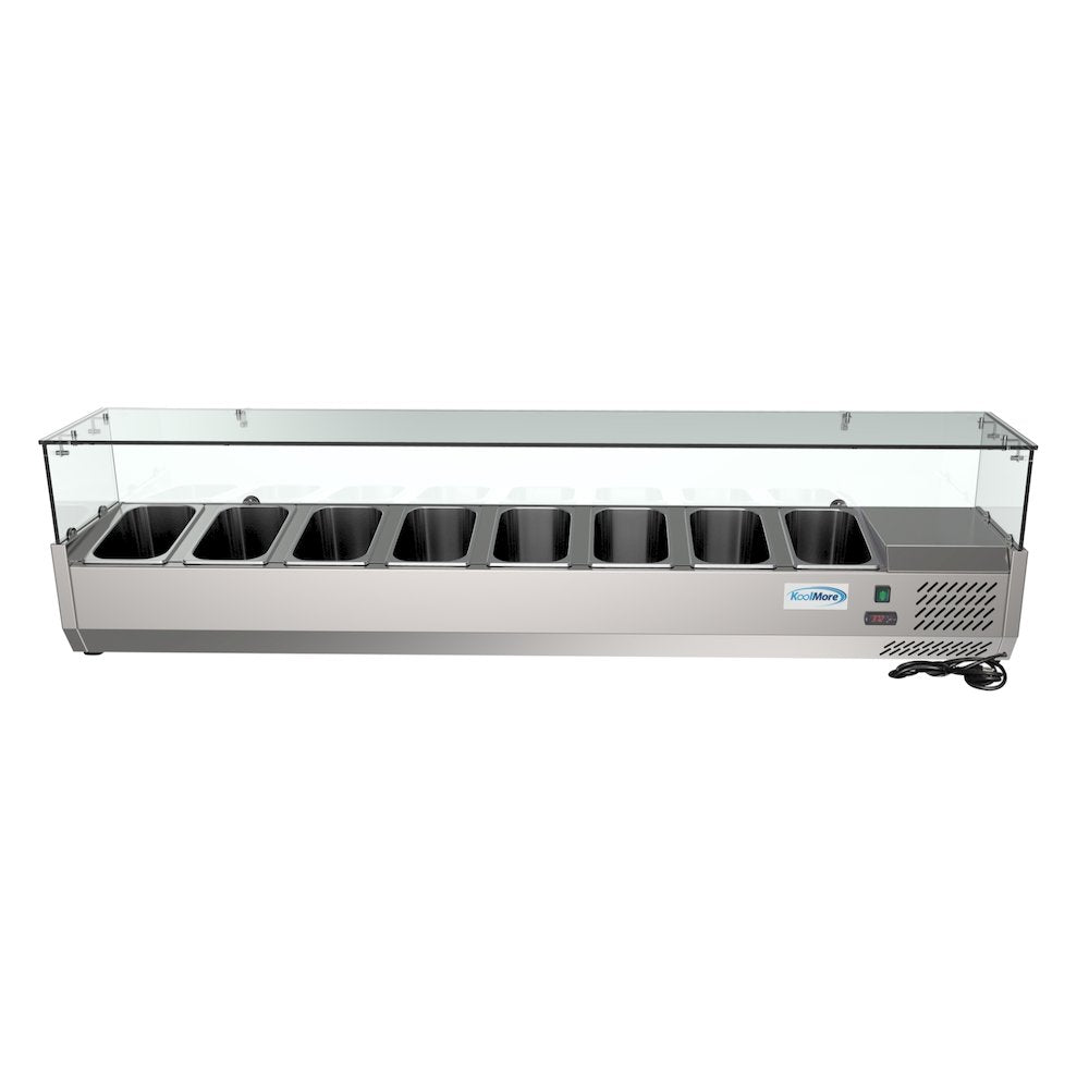 71 in. Eight Pan Refrigerated Countertop Condiment Prep Station -