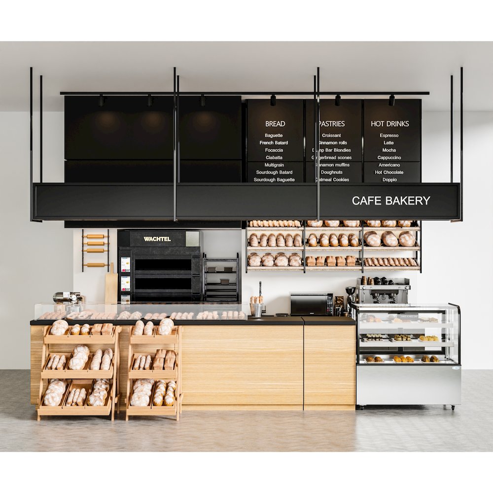 47 in. Dry Bakery Display Case with Front Curved Glass Protection, 14 cu ft.
