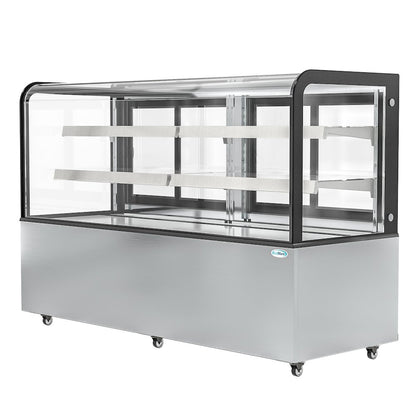 71 in. Dry Bakery Display Case with Front Curved Glass Protection, 20 cu ft.