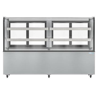71 in. Dry Bakery Display Case with Front Curved Glass Protection, 20 cu ft.