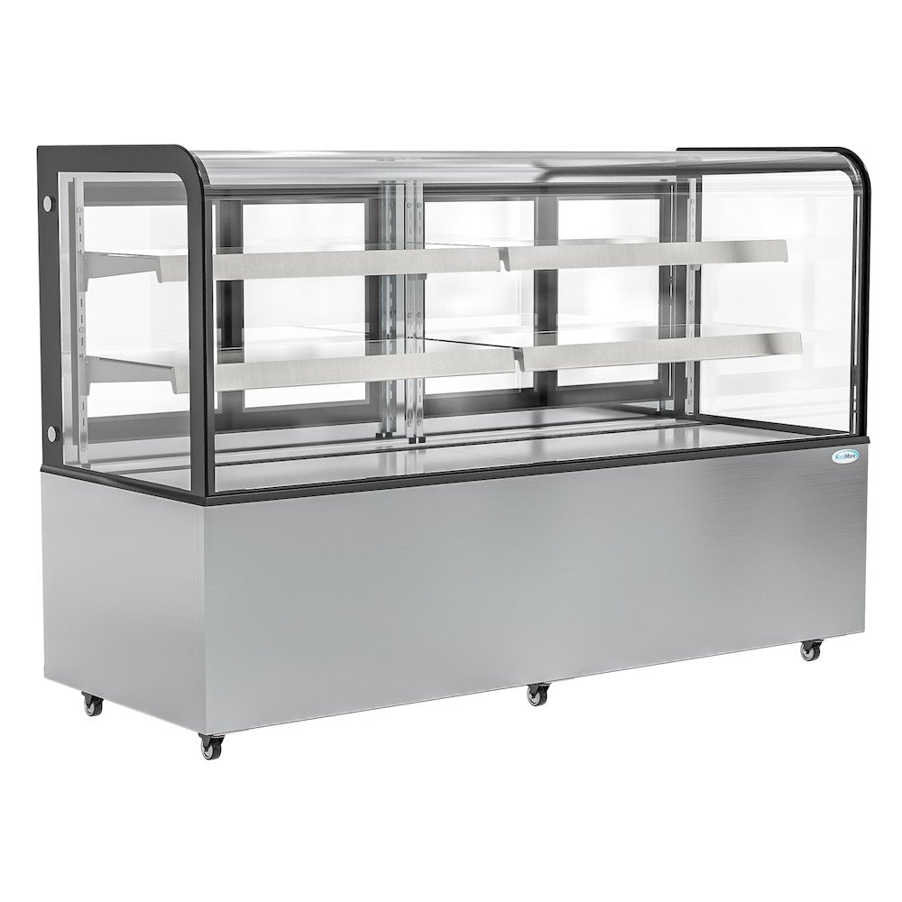 71 in. Dry Bakery Display Case with Front Curved Glass Protection, 20 cu ft.