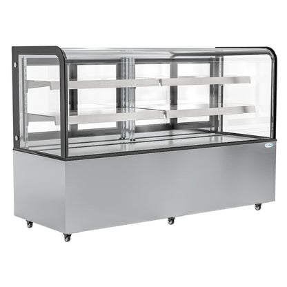 71 in. Dry Bakery Display Case with Front Curved Glass Protection, 20 cu ft.