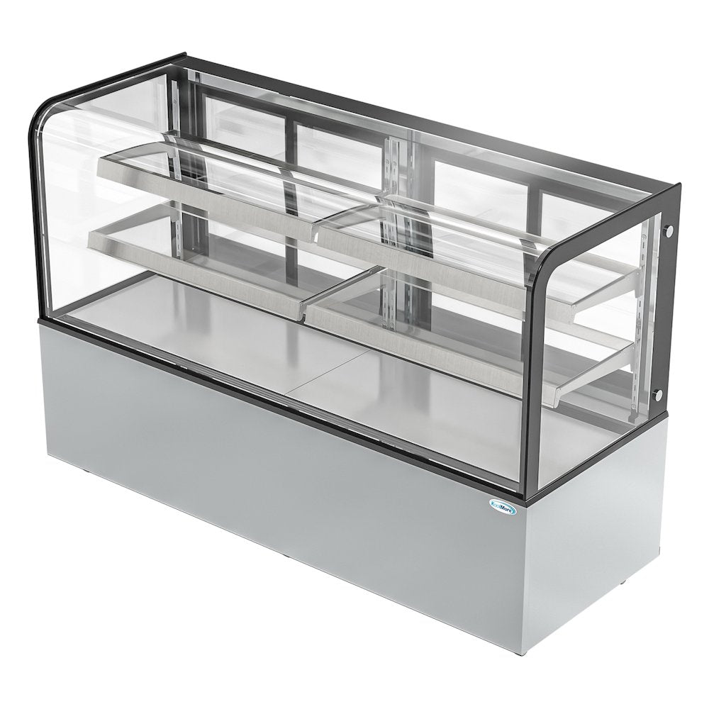 71 in. Dry Bakery Display Case with Front Curved Glass Protection, 20 cu ft.