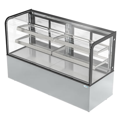 71 in. Dry Bakery Display Case with Front Curved Glass Protection, 20 cu ft.