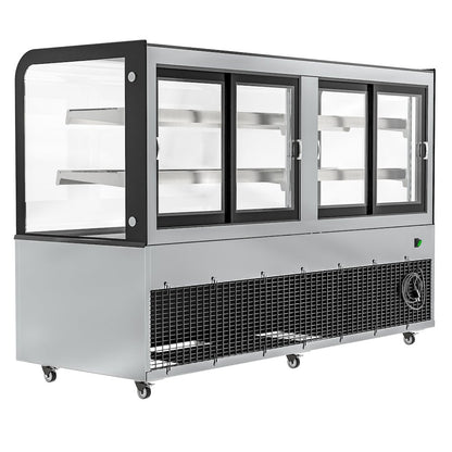 71 in. Dry Bakery Display Case with Front Curved Glass Protection, 20 cu ft.