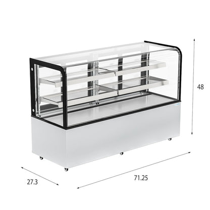 71 in. Dry Bakery Display Case with Front Curved Glass Protection, 20 cu ft.