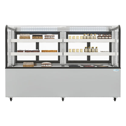 71 in. Dry Bakery Display Case with Front Curved Glass Protection, 20 cu ft.