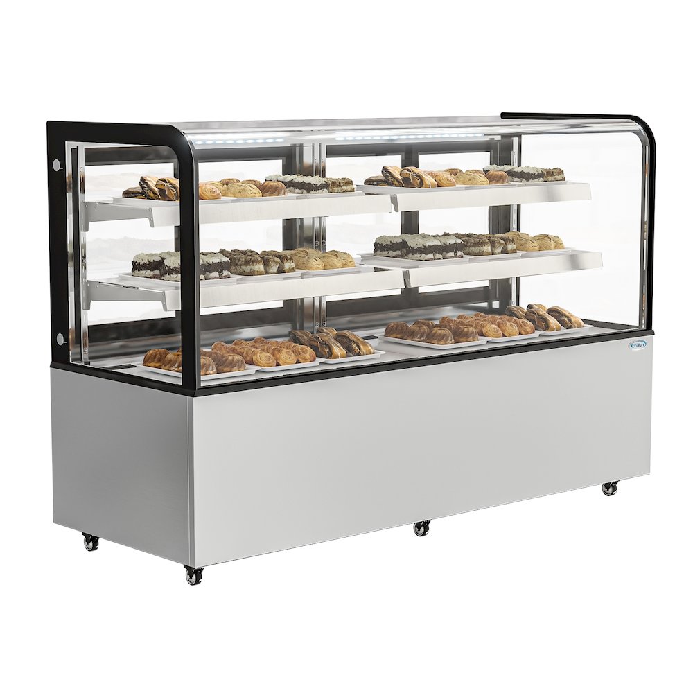 71 in. Dry Bakery Display Case with Front Curved Glass Protection, 20 cu ft.