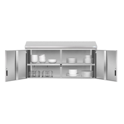 60 in. Kitchen Wall Cabinet with Hinged Doors and 2 shelves in Stainless-Steel