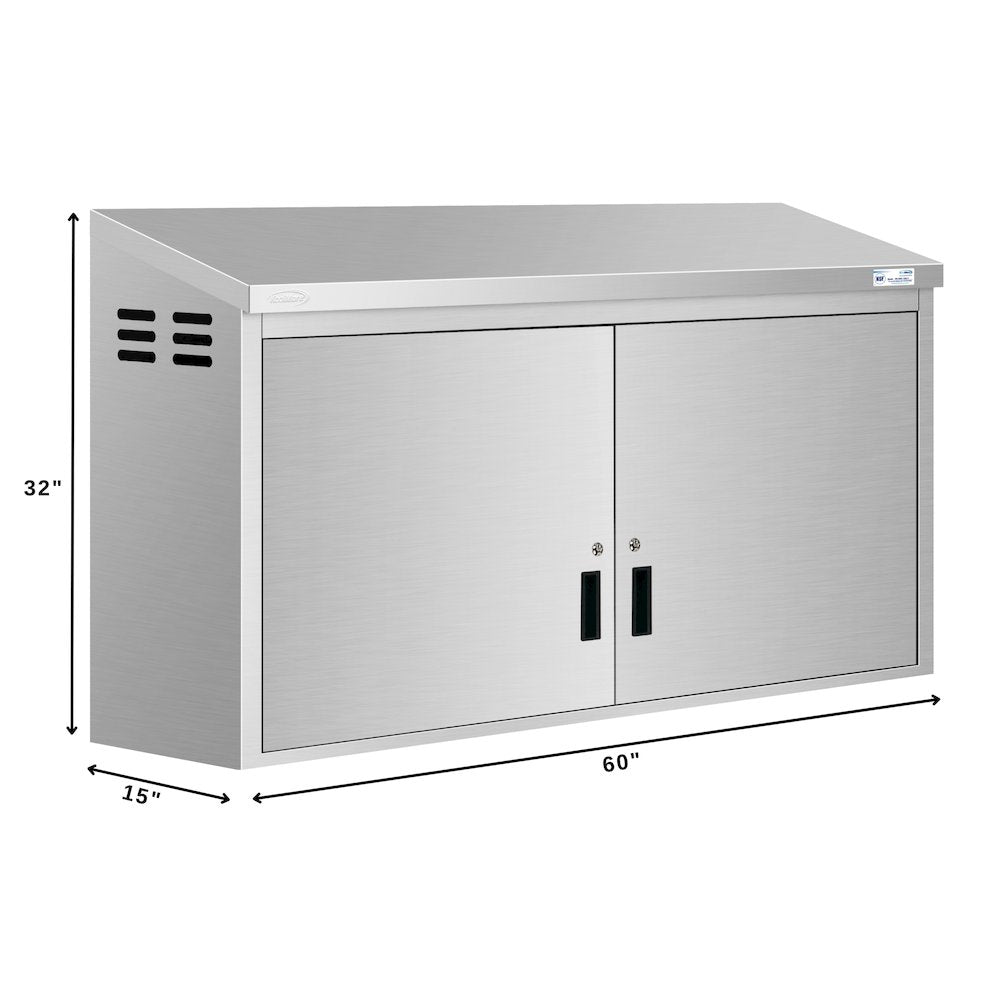 60 in. Kitchen Wall Cabinet with Hinged Doors and 2 shelves in Stainless-Steel