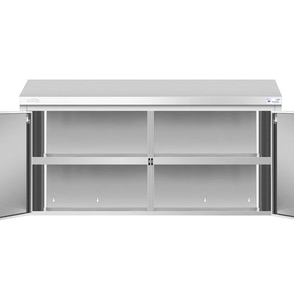 60 in. Kitchen Wall Cabinet with Hinged Doors and 2 shelves in Stainless-Steel