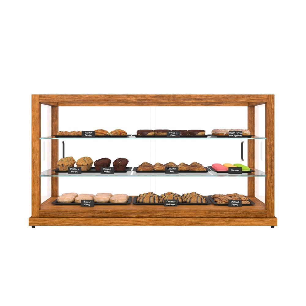 44 In. Artisan Horizontal Light Wooden Bakery Display Case 9 Cu. ft.