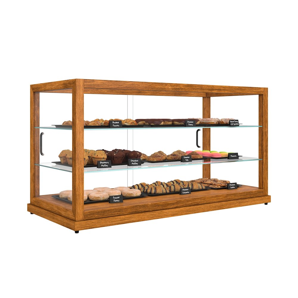 44 In. Artisan Horizontal Light Wooden Bakery Display Case 9 Cu. ft.