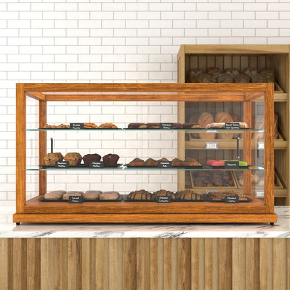 44 In. Artisan Horizontal Light Wooden Bakery Display Case 9 Cu. ft.