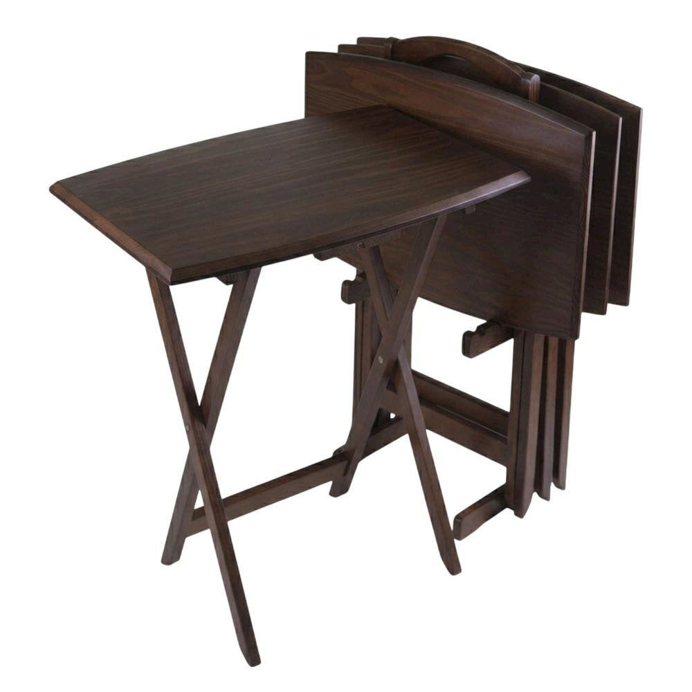 TV Table Set in Walnut Finish with Durable Material and Elegant Design