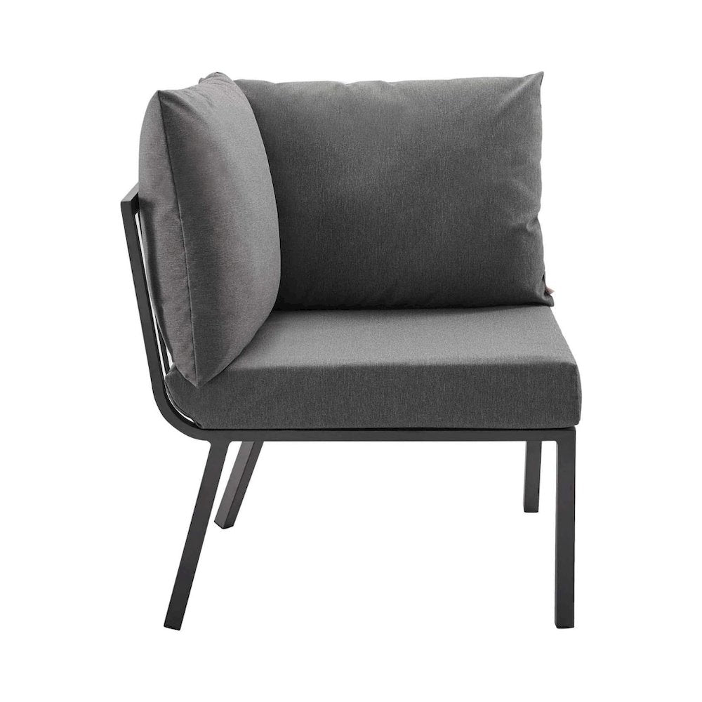 Outdoor Patio Aluminum Corner Chair With Cushioned Seat And Armrests