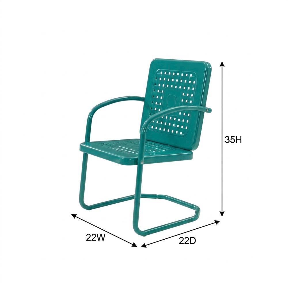 Turquoise Outdoor Chair Set with 2 Armchairs, Lightweight & Anti-Tip Hardware