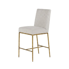 Fabric-Upholstered Counter Stool with Brass-Plated Steel Legs for Dining Room