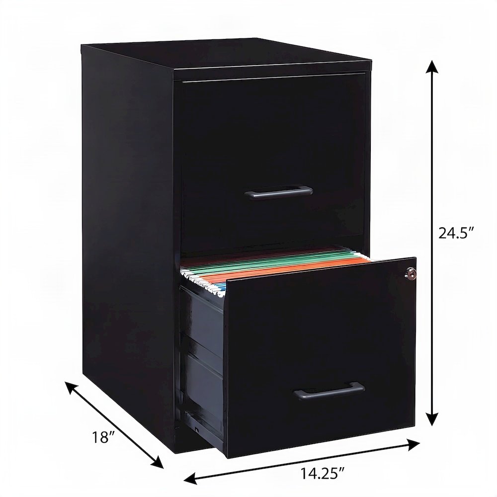 Bison Office Vertical Lateral File Cabinet with 2-Drawer Metal Build, Black