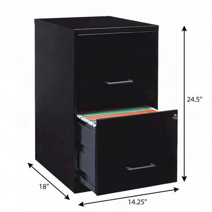Bison Office Vertical Lateral File Cabinet with 2-Drawer Metal Build, Black
