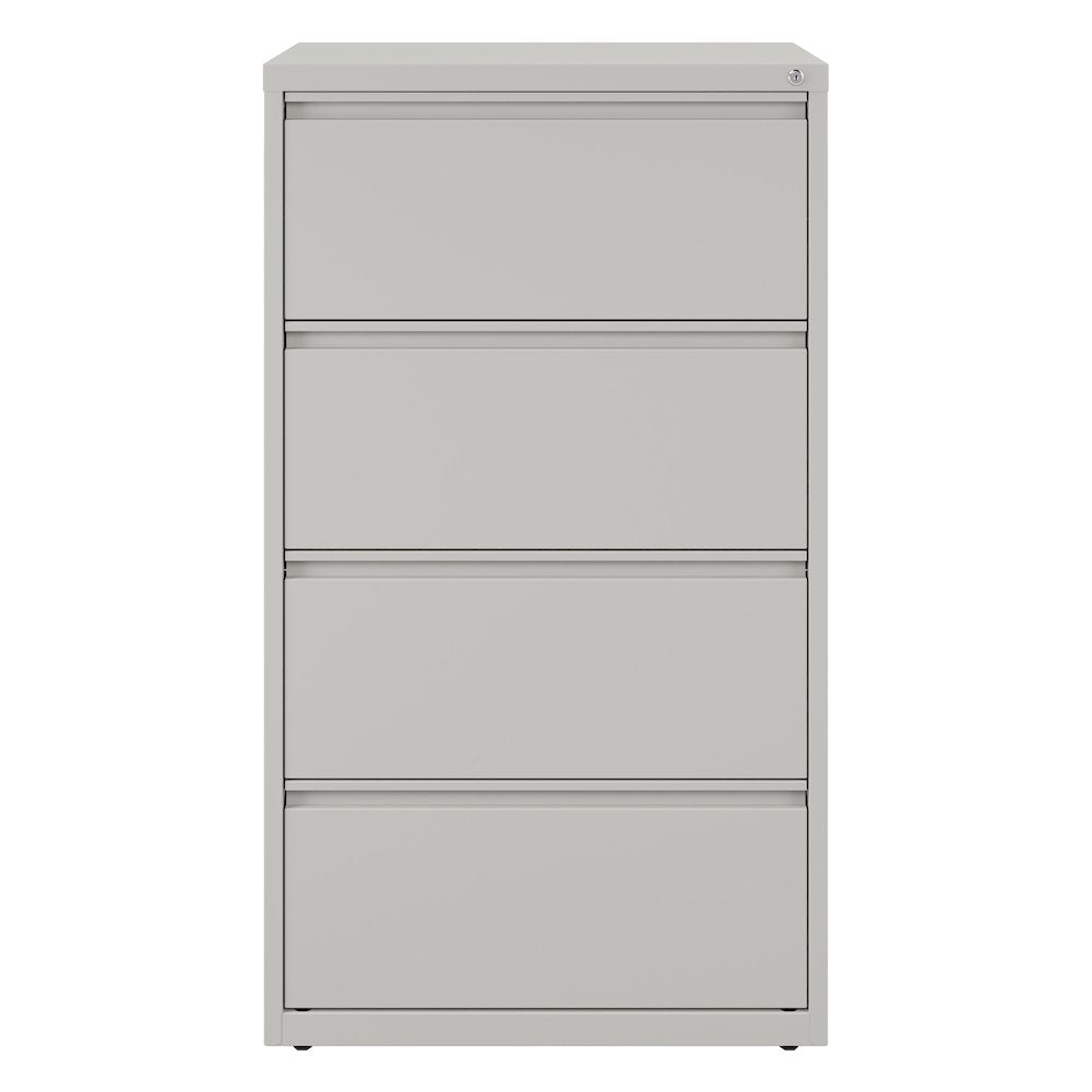Hirsh 30 Inch Wide 4 Drawer Metal Lateral File Cabinet, Light Gray
