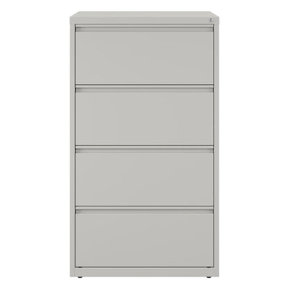 Hirsh 30 Inch Wide 4 Drawer Metal Lateral File Cabinet, Light Gray