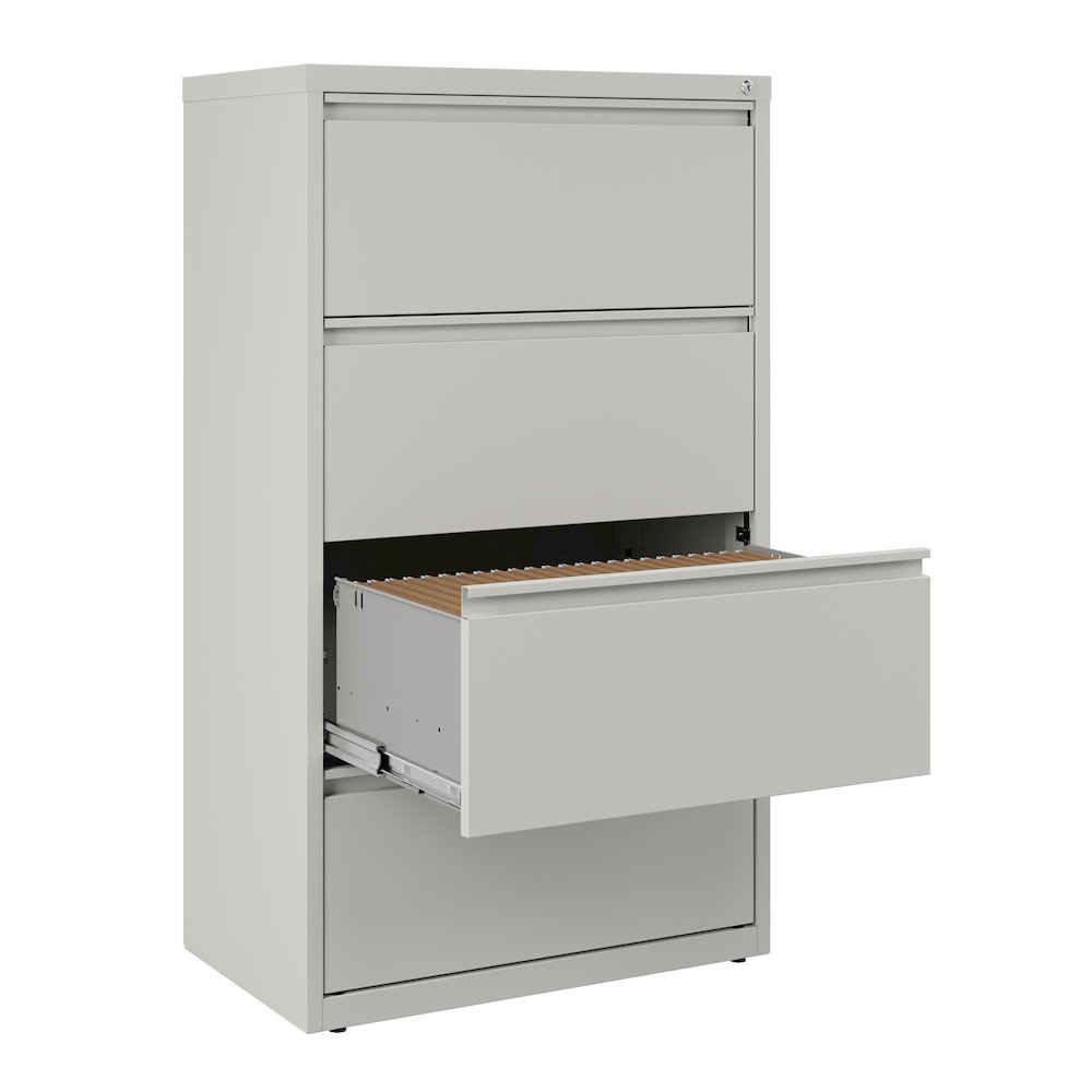 Hirsh 30 Inch Wide 4 Drawer Metal Lateral File Cabinet, Light Gray