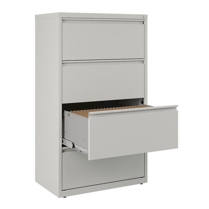 Hirsh 30 Inch Wide 4 Drawer Metal Lateral File Cabinet, Light Gray
