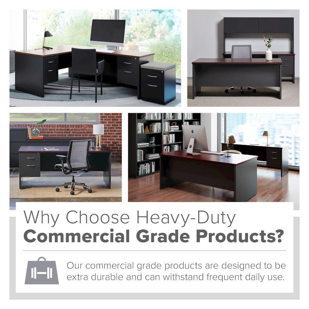 Hirsh 24D x 60W Double Pedestal Office Desk Credenza, Black/Walnut