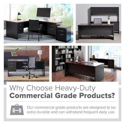 Hirsh 24D x 60W Double Pedestal Office Desk Credenza, Black/Walnut